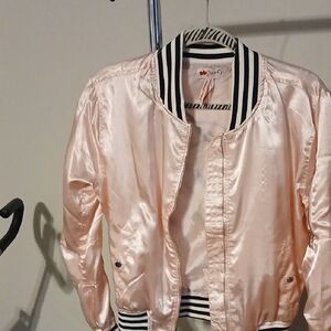 Women's Pink Satin Bomber Jacket